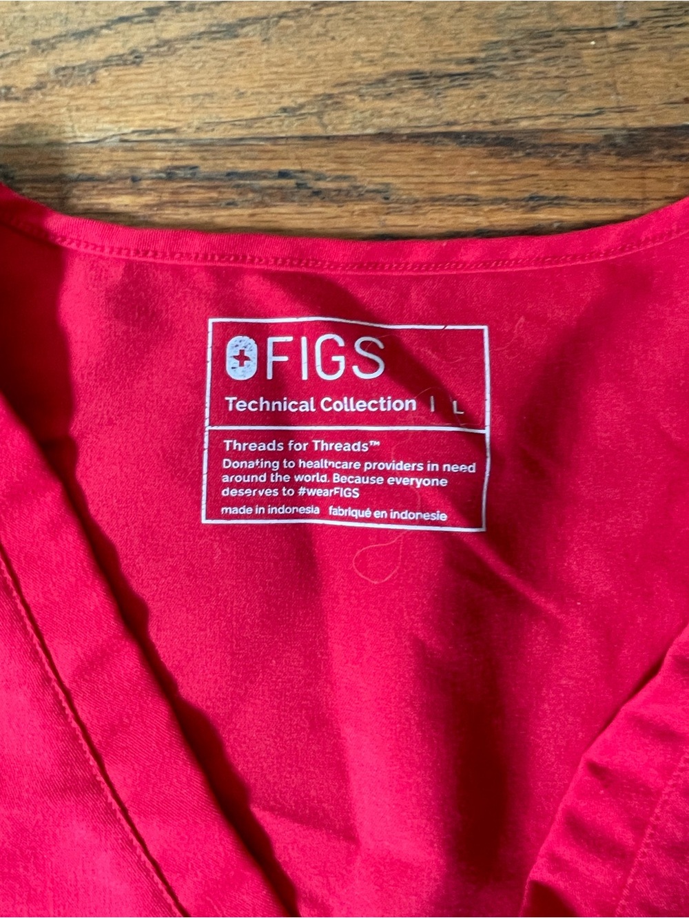 FIGS Women's Bright Red V-Neck Technical Top